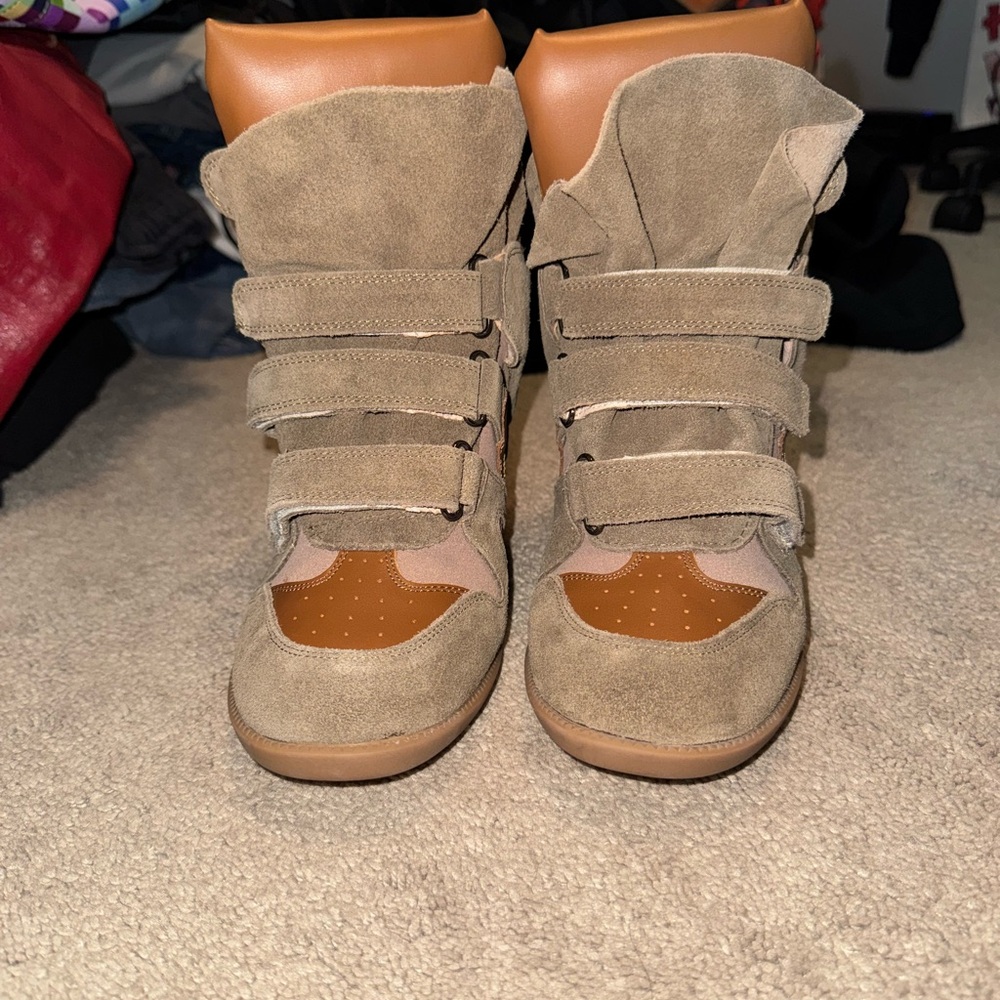 Isabel Marant Tan and Brown Wedge Sneakers - Picture 5 of 6